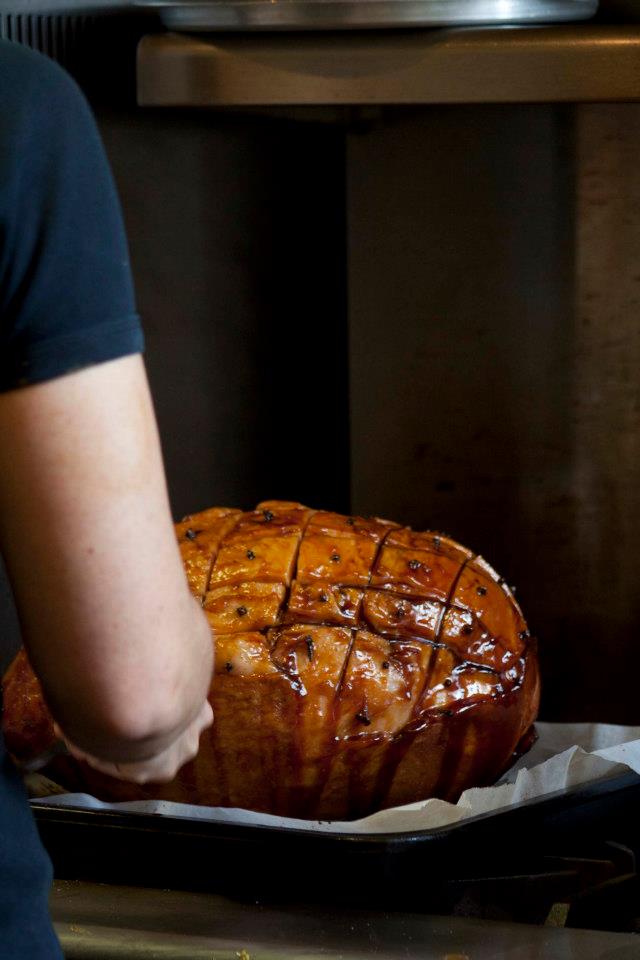 Freshly glazed ham