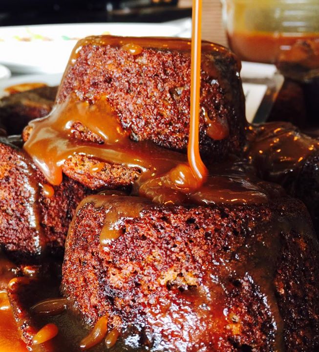 Sticky toffee dessert with sauce